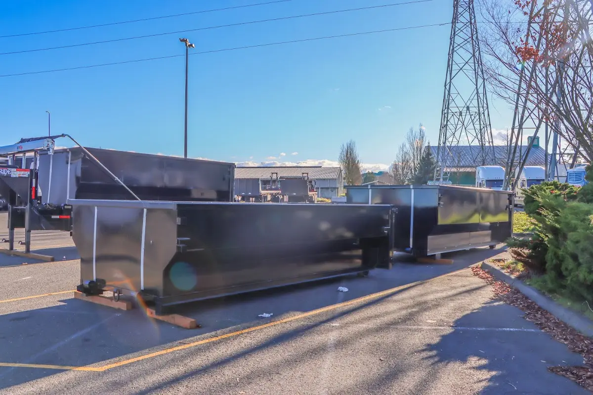Roll-off dumpster ready for waste disposal at job site for Commercial Dumpster Rental in Webb City